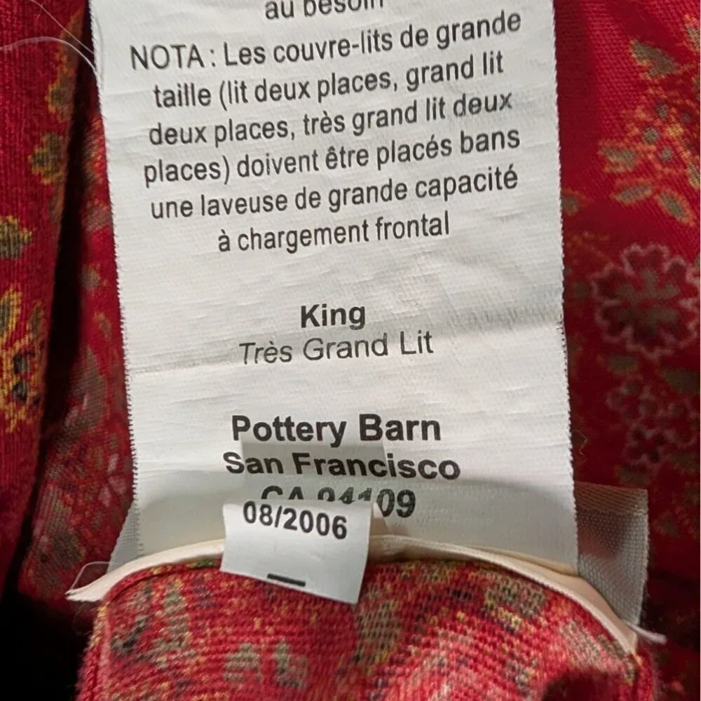 Pottery Barn King Duvet Cover Greta Bhotah Red Paisley Cotton Linen Blend Boho